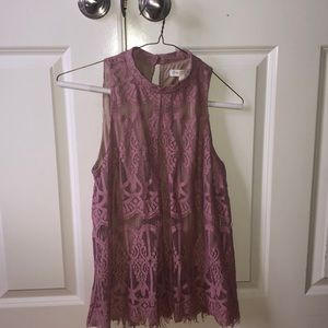 Mauve lace overlay blouse